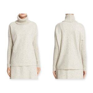 LAFAYETTE 148 Donegal Wool Jersey Turtleneck Top Beige Speckled - Size L